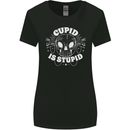 Cupid Is Stupid Funny Anti Valentines Day Womens Wider Cut T-Shirt Black
