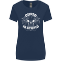 Cupid Is Stupid Funny Anti Valentines Day Womens Wider Cut T-Shirt Navy Blue