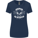 Cupid Is Stupid Funny Anti Valentines Day Womens Wider Cut T-Shirt Navy Blue