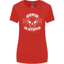 Cupid Is Stupid Funny Anti Valentines Day Womens Wider Cut T-Shirt Red