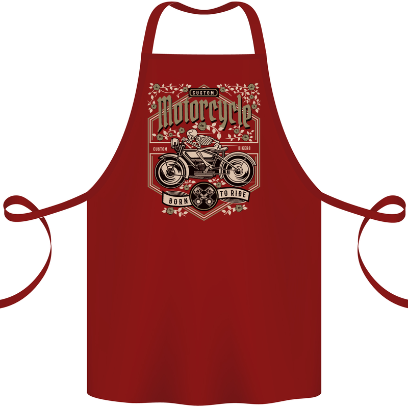 Custom Motorcycle Biker Motorbike Cotton Apron 100% Organic Maroon