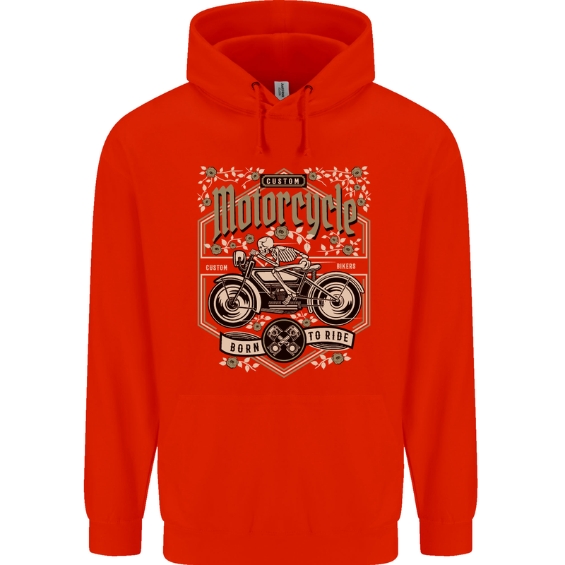 Custom Motorcycle Biker Motorbike Mens 80% Cotton Hoodie Bright Red