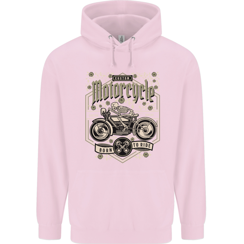Custom Motorcycle Biker Motorbike Mens 80% Cotton Hoodie Light Pink