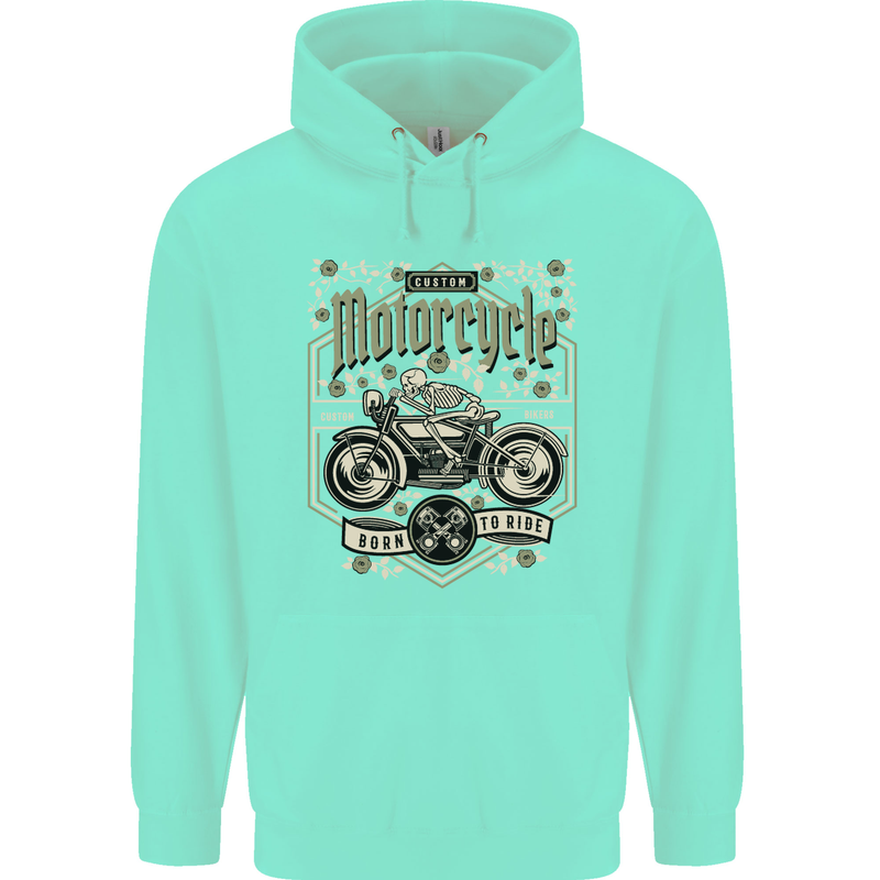 Custom Motorcycle Biker Motorbike Mens 80% Cotton Hoodie Peppermint