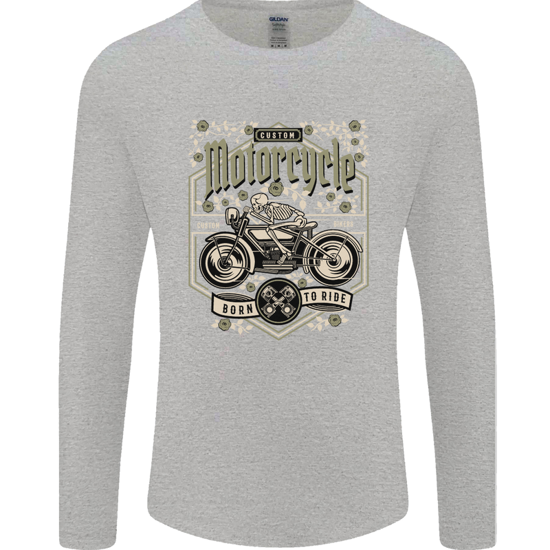 Custom Motorcycle Biker Motorbike Mens Long Sleeve T-Shirt Sports Grey