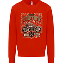 Custom Motorcycle Biker Motorbike Mens Sweatshirt Jumper Bright Red