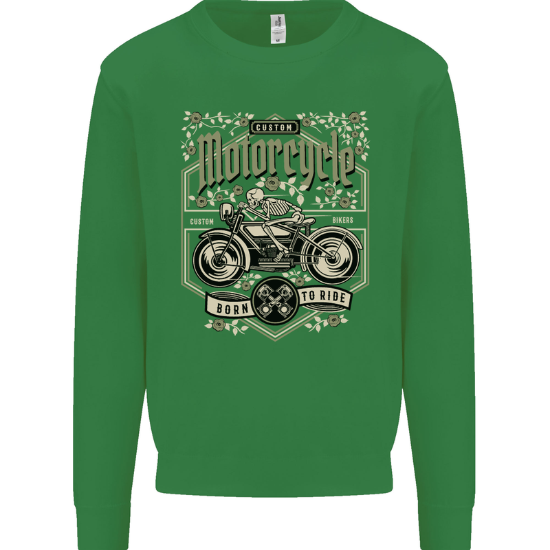 Custom Motorcycle Biker Motorbike Mens Sweatshirt Jumper Irish Green
