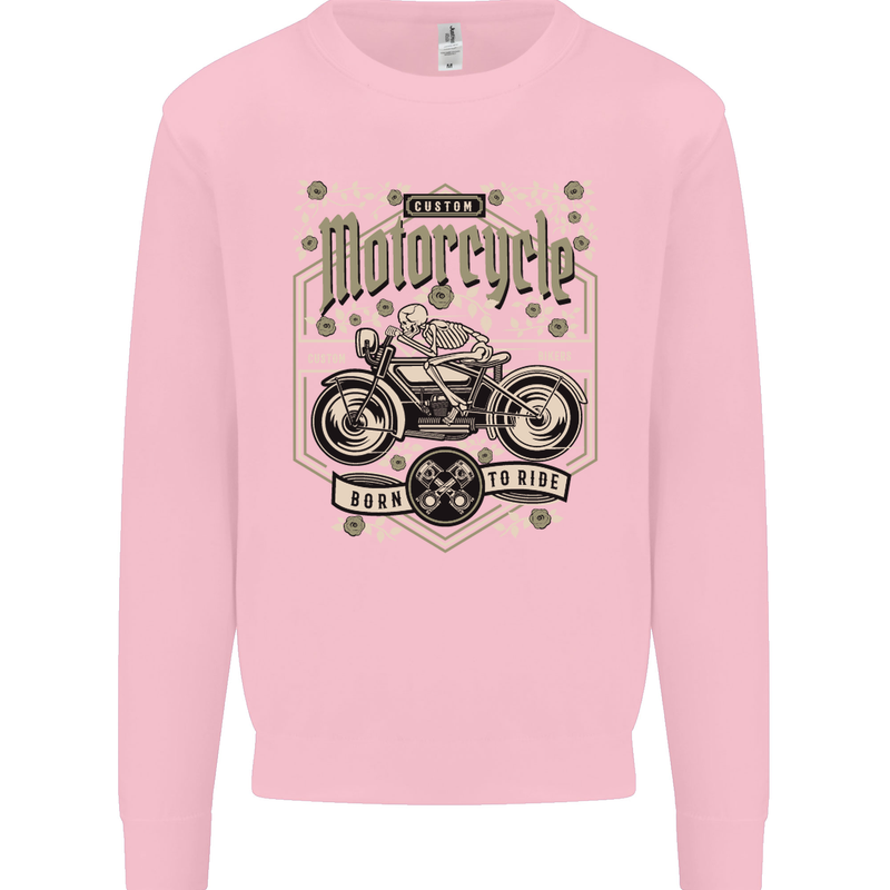 Custom Motorcycle Biker Motorbike Mens Sweatshirt Jumper Light Pink