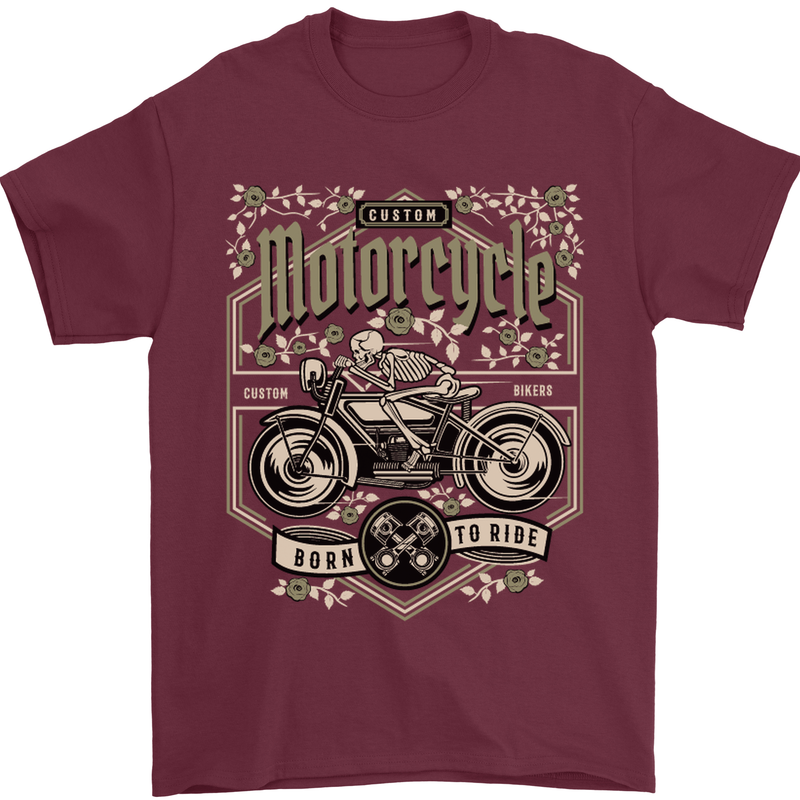 Custom Motorcycle Biker Motorbike Mens T-Shirt Cotton Gildan Maroon
