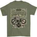 Custom Motorcycle Biker Motorbike Mens T-Shirt Cotton Gildan Military Green