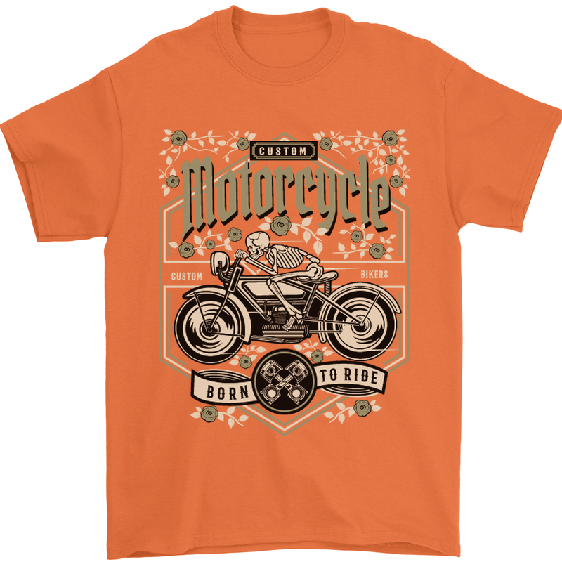 Custom Motorcycle Biker Motorbike Mens T-Shirt Cotton Gildan Orange
