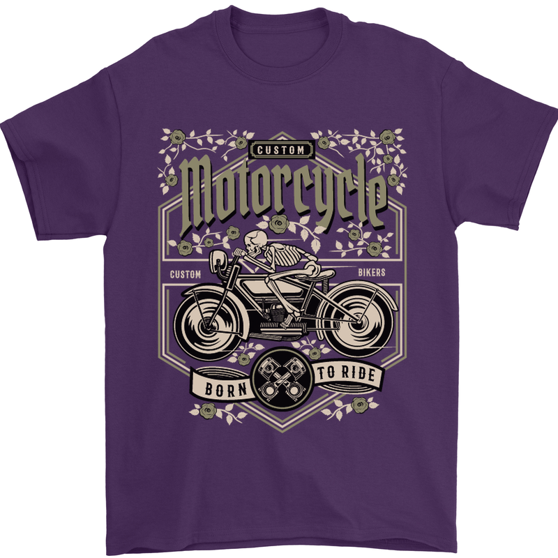 Custom Motorcycle Biker Motorbike Mens T-Shirt Cotton Gildan Purple