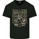 Custom Motorcycle Biker Motorbike Mens V-Neck Cotton T-Shirt Black