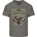 Custom Motorcycle Biker Motorbike Mens V-Neck Cotton T-Shirt Charcoal
