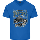 Custom Motorcycle Biker Motorbike Mens V-Neck Cotton T-Shirt Royal Blue