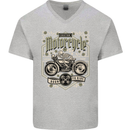 Custom Motorcycle Biker Motorbike Mens V-Neck Cotton T-Shirt Sports Grey
