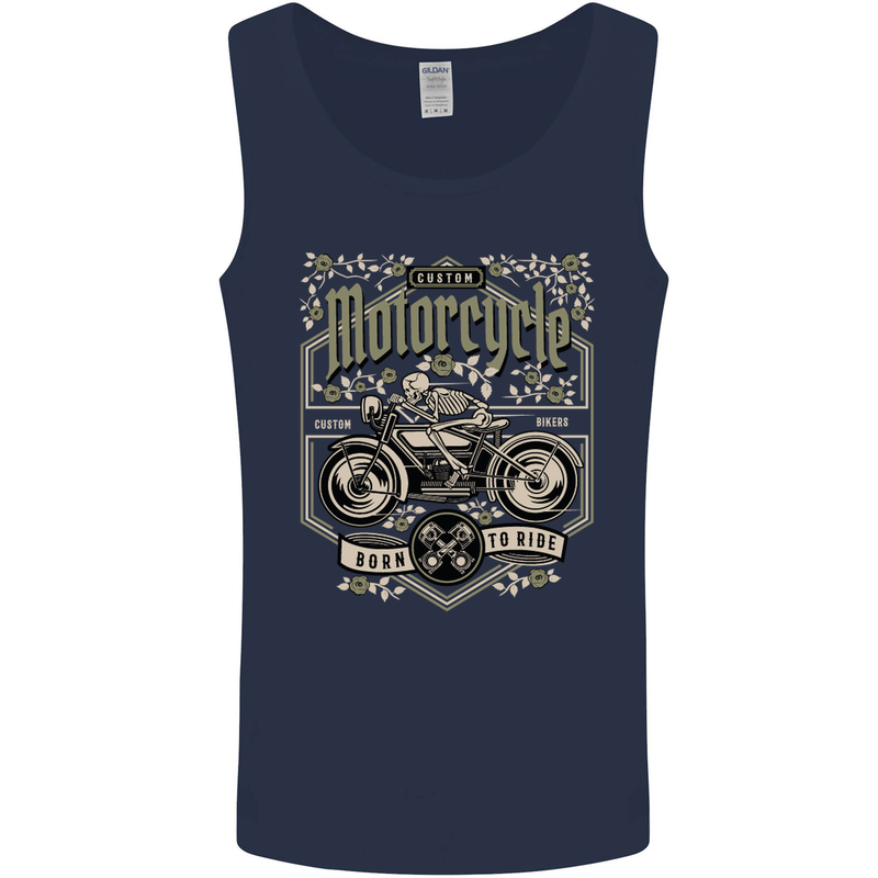 Custom Motorcycle Biker Motorbike Mens Vest Tank Top Navy Blue