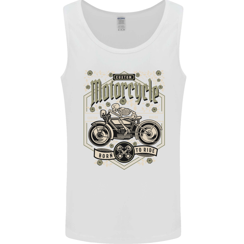 Custom Motorcycle Biker Motorbike Mens Vest Tank Top White