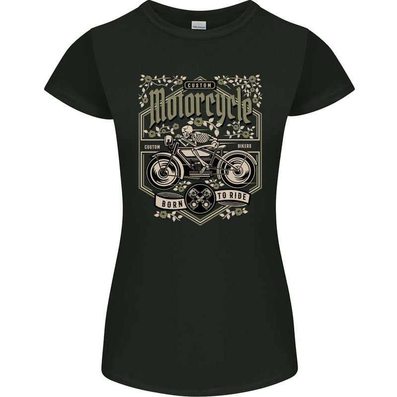 Custom Motorcycle Biker Motorbike Womens Petite Cut T-Shirt Black