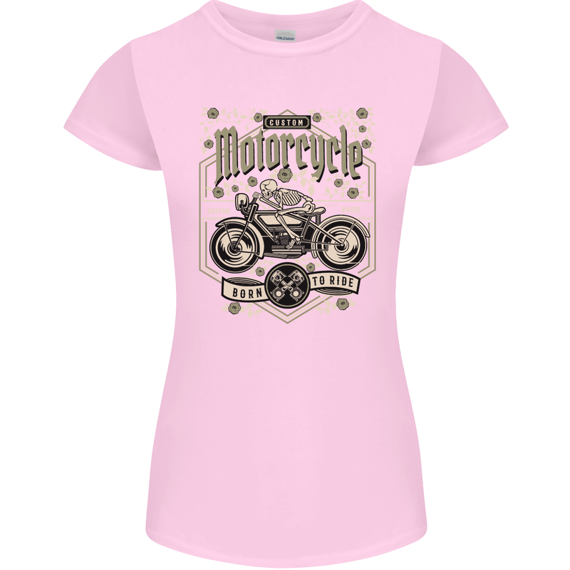 Custom Motorcycle Biker Motorbike Womens Petite Cut T-Shirt Light Pink