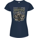 Custom Motorcycle Biker Motorbike Womens Petite Cut T-Shirt Navy Blue