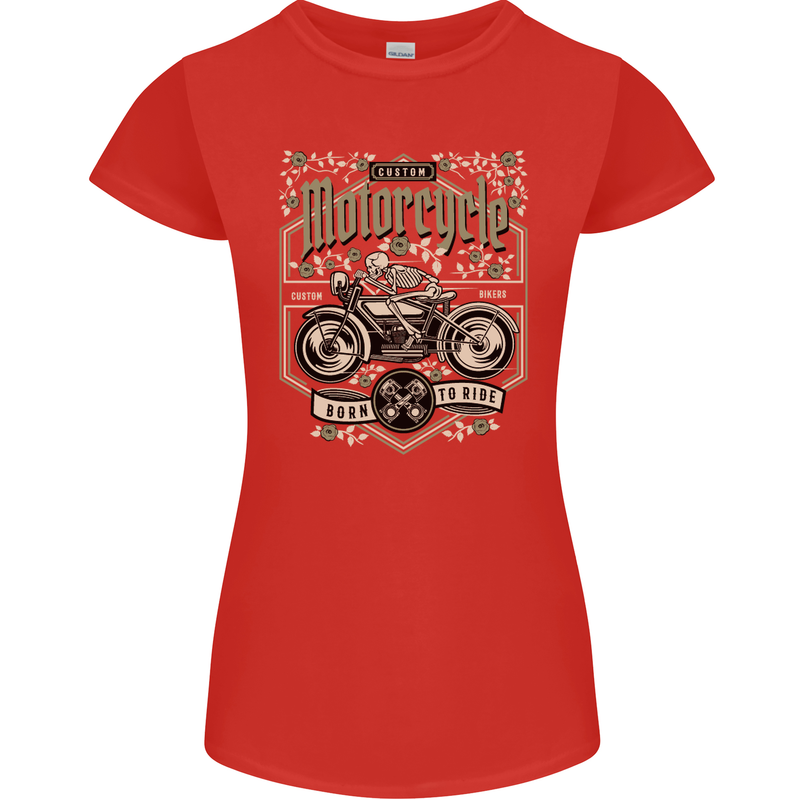 Custom Motorcycle Biker Motorbike Womens Petite Cut T-Shirt Red