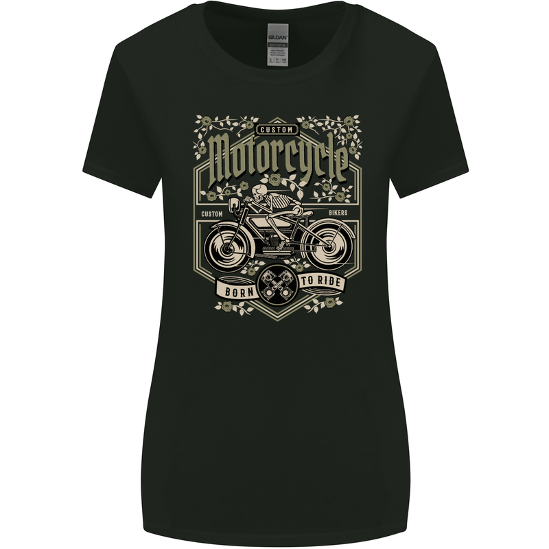 Custom Motorcycle Biker Motorbike Womens Wider Cut T-Shirt Black