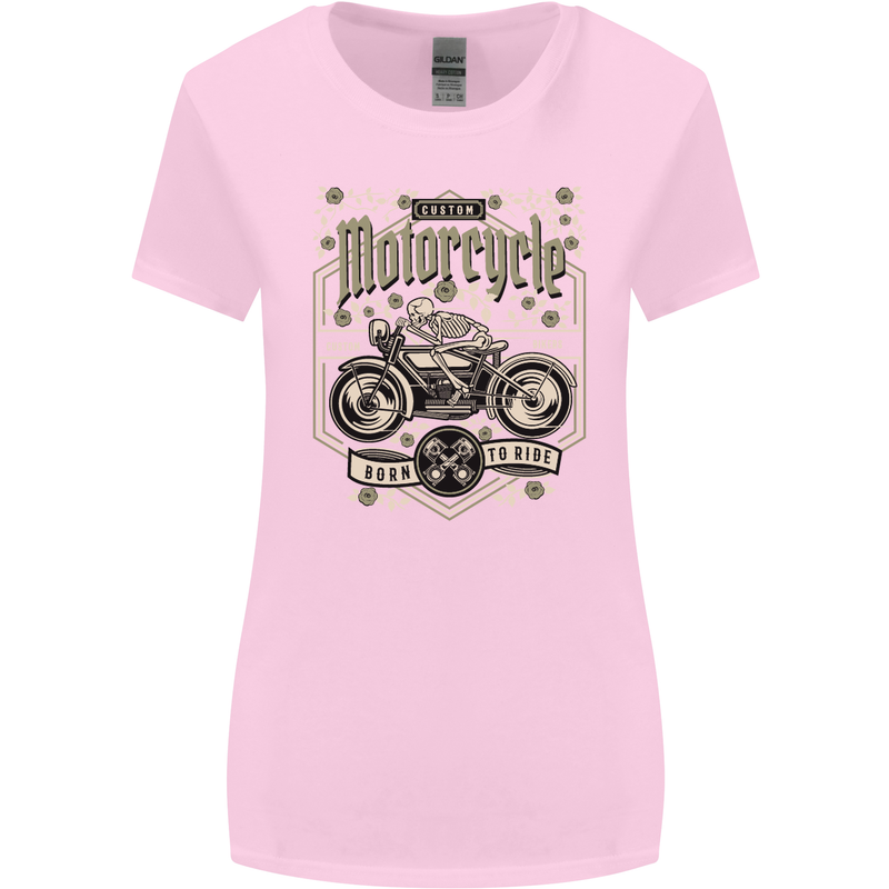 Custom Motorcycle Biker Motorbike Womens Wider Cut T-Shirt Light Pink