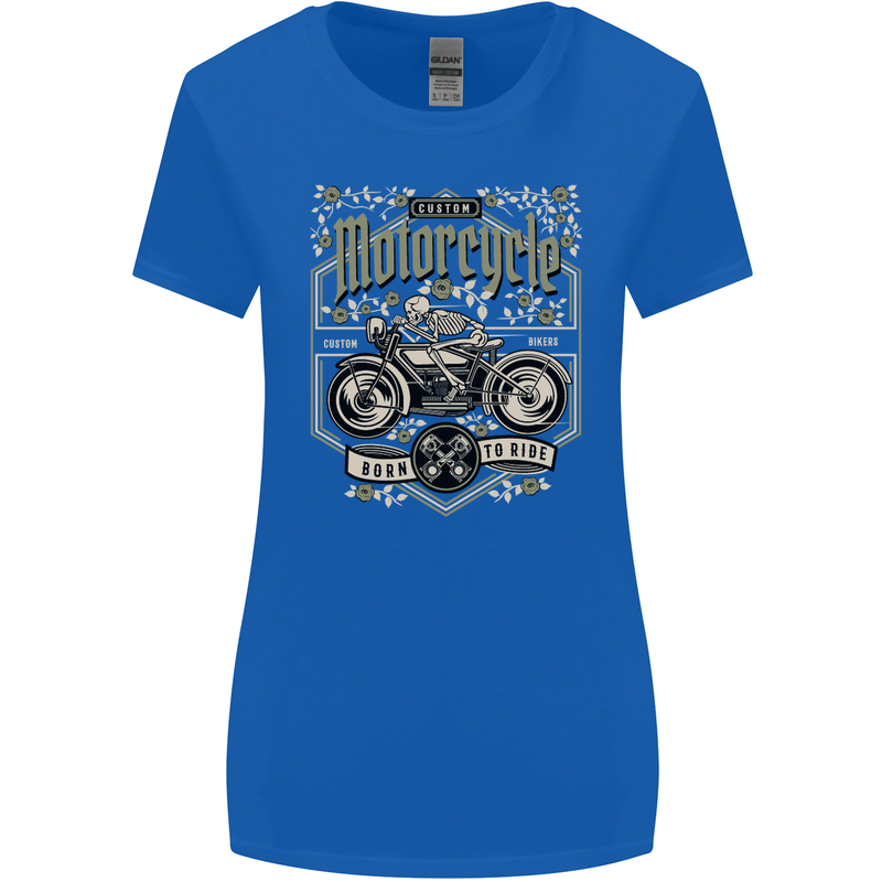 Custom Motorcycle Biker Motorbike Womens Wider Cut T-Shirt Royal Blue