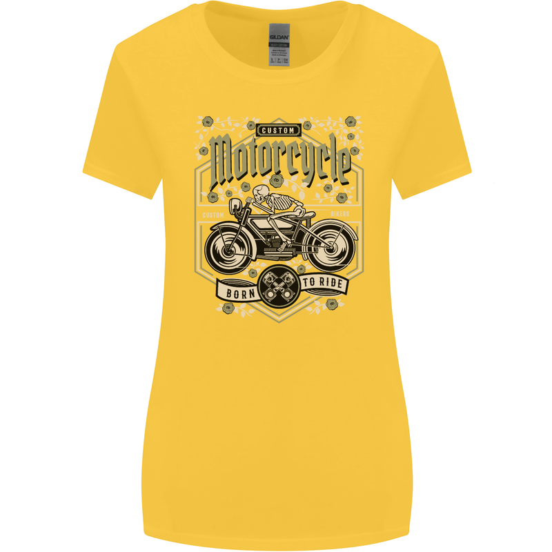 Custom Motorcycle Biker Motorbike Womens Wider Cut T-Shirt Yellow