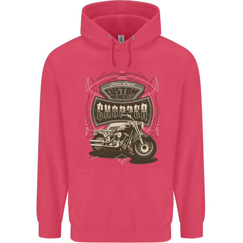 Custom Motorcycles Choppers Biker Motorbike Childrens Kids Hoodie Heliconia