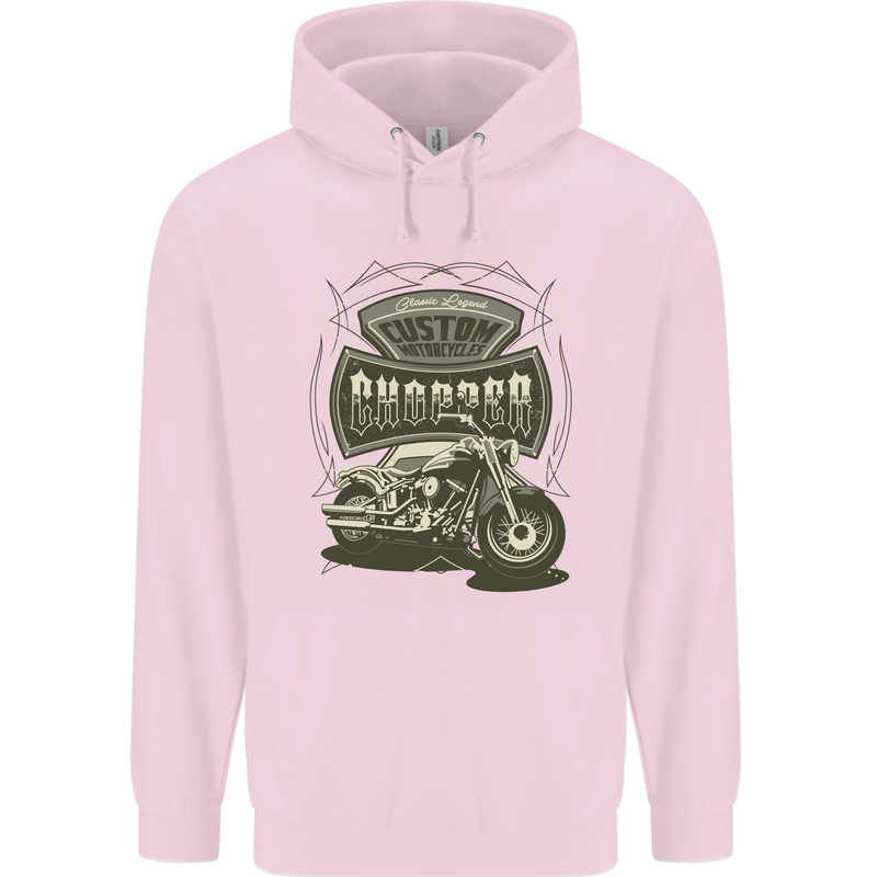 Custom Motorcycles Choppers Biker Motorbike Childrens Kids Hoodie Light Pink