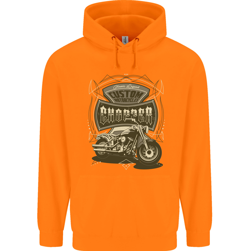 Custom Motorcycles Choppers Biker Motorbike Childrens Kids Hoodie Orange