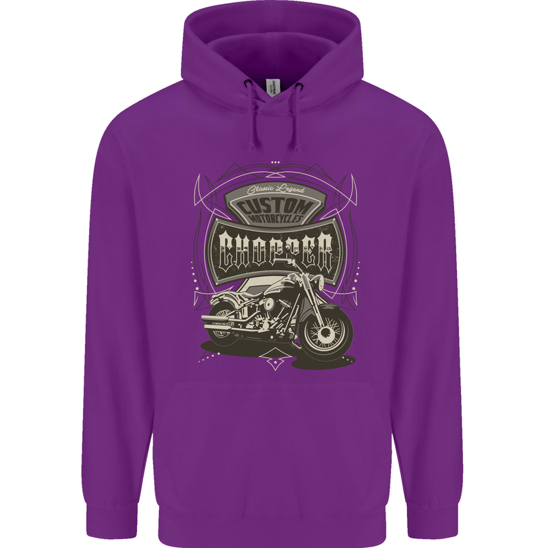 Custom Motorcycles Choppers Biker Motorbike Childrens Kids Hoodie Purple