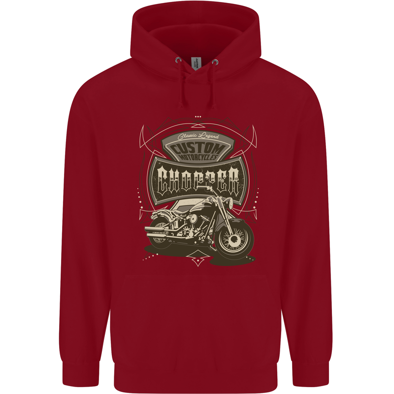 Custom Motorcycles Choppers Biker Motorbike Childrens Kids Hoodie Red