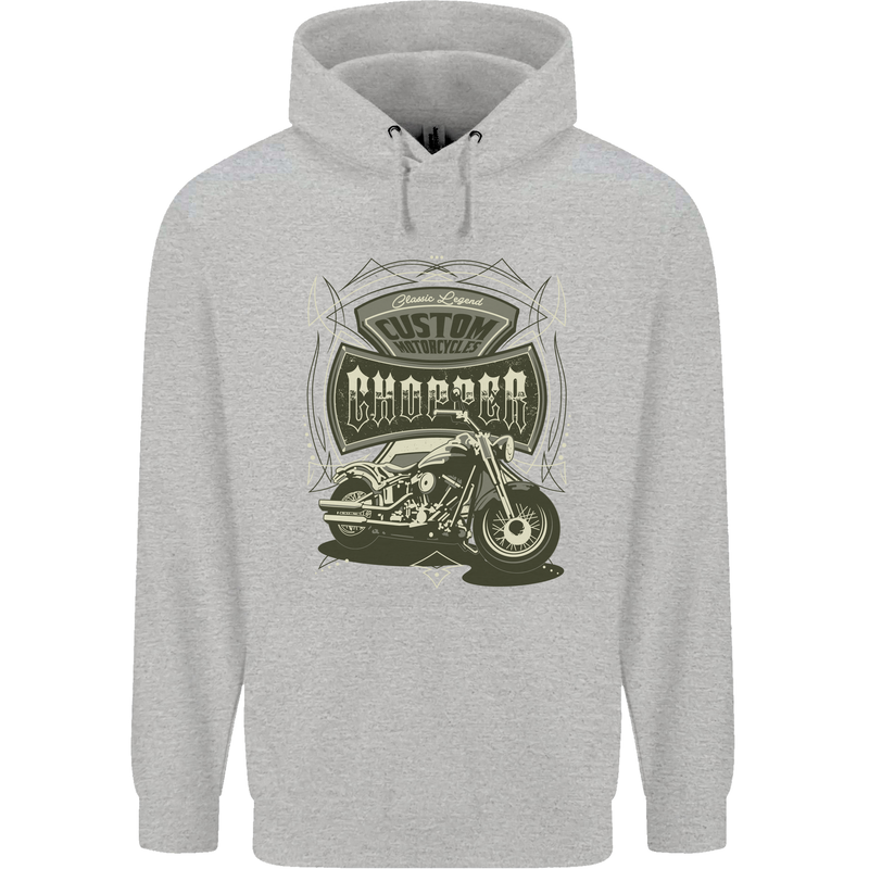 Custom Motorcycles Choppers Biker Motorbike Childrens Kids Hoodie Sports Grey