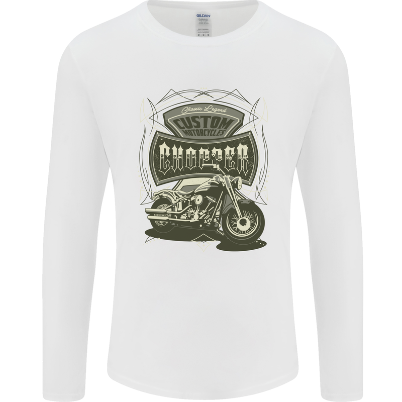 Custom Motorcycles Choppers Biker Motorbike Mens Long Sleeve T-Shirt White