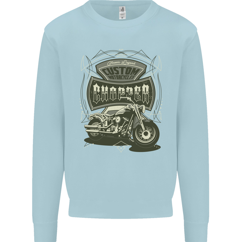 Custom Motorcycles Choppers Biker Motorbike Mens Sweatshirt Jumper Light Blue