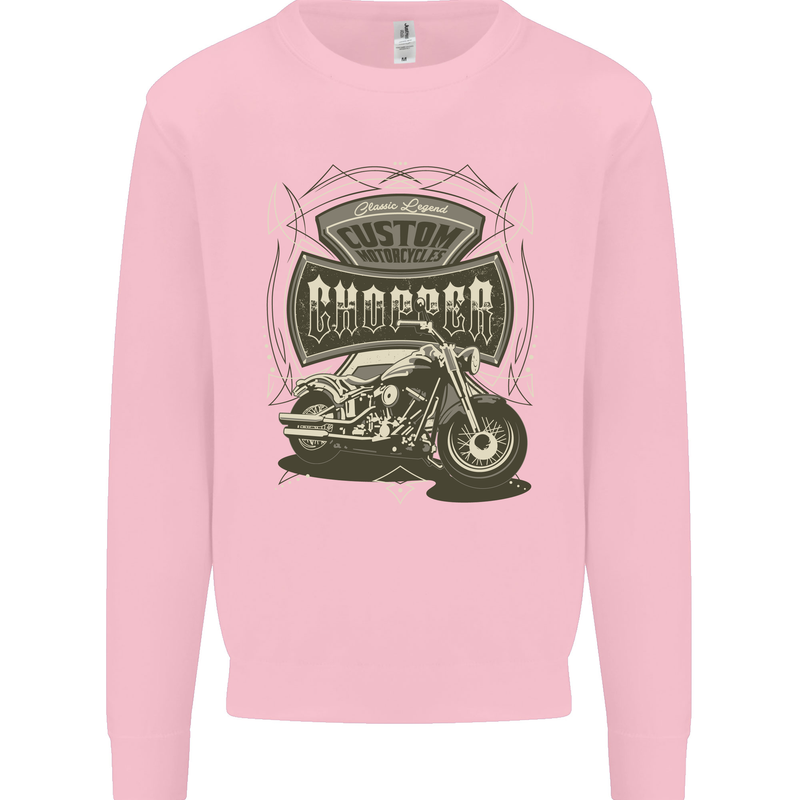 Custom Motorcycles Choppers Biker Motorbike Mens Sweatshirt Jumper Light Pink
