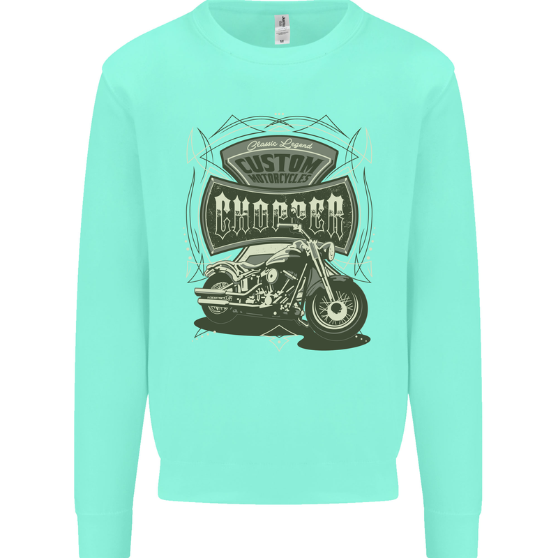 Custom Motorcycles Choppers Biker Motorbike Mens Sweatshirt Jumper Peppermint