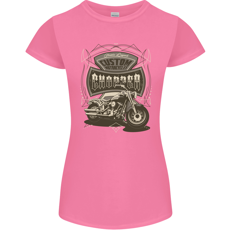 Custom Motorcycles Choppers Biker Motorbike Womens Petite Cut T-Shirt Azalea