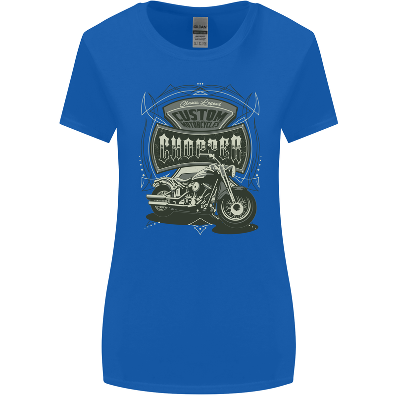 Custom Motorcycles Choppers Biker Motorbike Womens Wider Cut T-Shirt Royal Blue