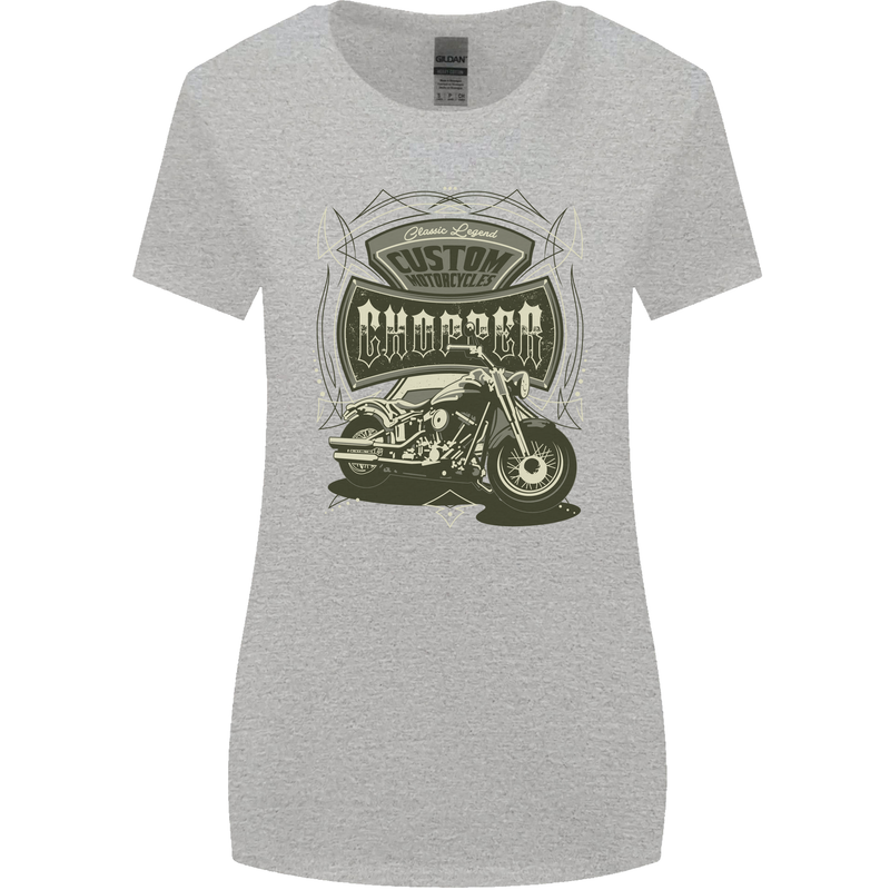Custom Motorcycles Choppers Biker Motorbike Womens Wider Cut T-Shirt Sports Grey