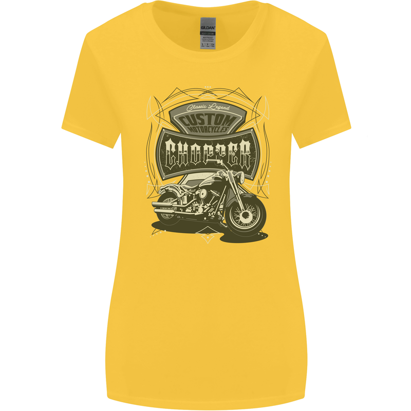 Custom Motorcycles Choppers Biker Motorbike Womens Wider Cut T-Shirt Yellow