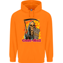 Cute Hell Cat Grim Reaper Skull Halloween Childrens Kids Hoodie Orange
