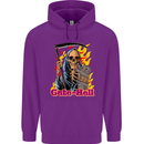 Cute Hell Cat Grim Reaper Skull Halloween Childrens Kids Hoodie Purple