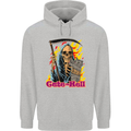 Cute Hell Cat Grim Reaper Skull Halloween Childrens Kids Hoodie Sports Grey