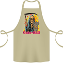 Cute Hell Cat Grim Reaper Skull Halloween Cotton Apron 100% Organic Khaki