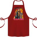 Cute Hell Cat Grim Reaper Skull Halloween Cotton Apron 100% Organic Maroon
