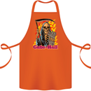 Cute Hell Cat Grim Reaper Skull Halloween Cotton Apron 100% Organic Orange